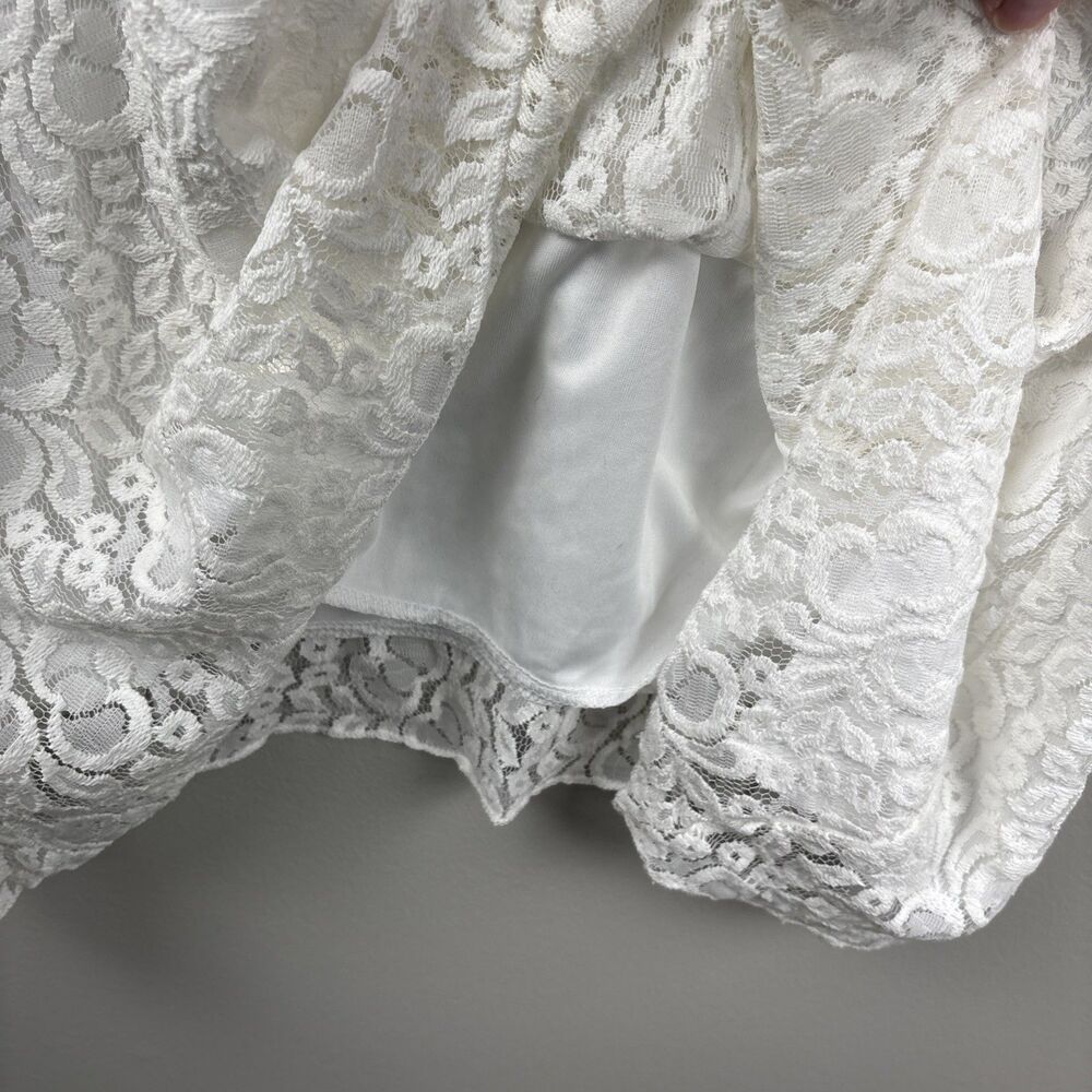 Cactus Brand Women's Lace Blouse Large White Lined Long Sleeve Ruffled Feminine - Picture 7 of 11